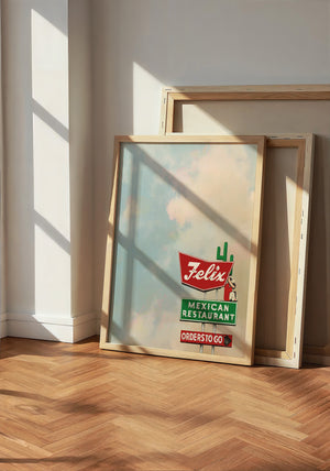 Felix Restaurant Houston art print by Betsy Crum — neutral frame room mockup