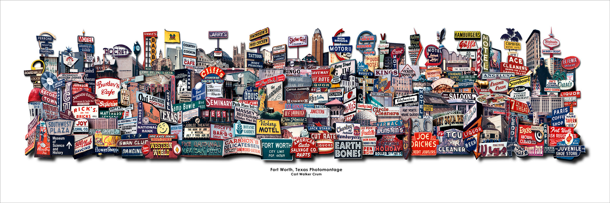Fort Worth Art - City Photomontage Print | Carl Crum | Crum Art