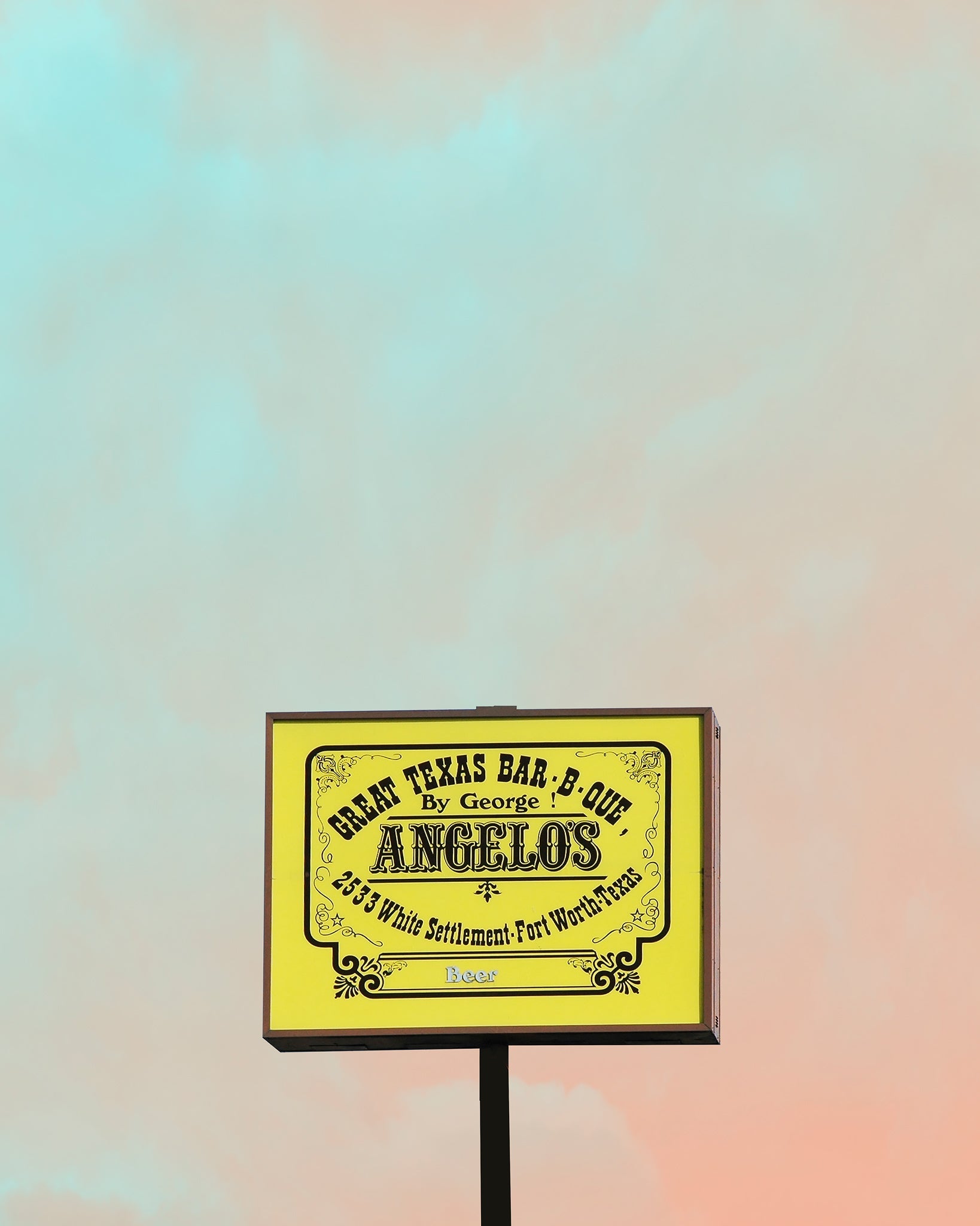 Fort Worth Art Prints — Angelo’s BBQ and a Big Texas Sky Art Iconic Art and Prints | Betsy Crum Art