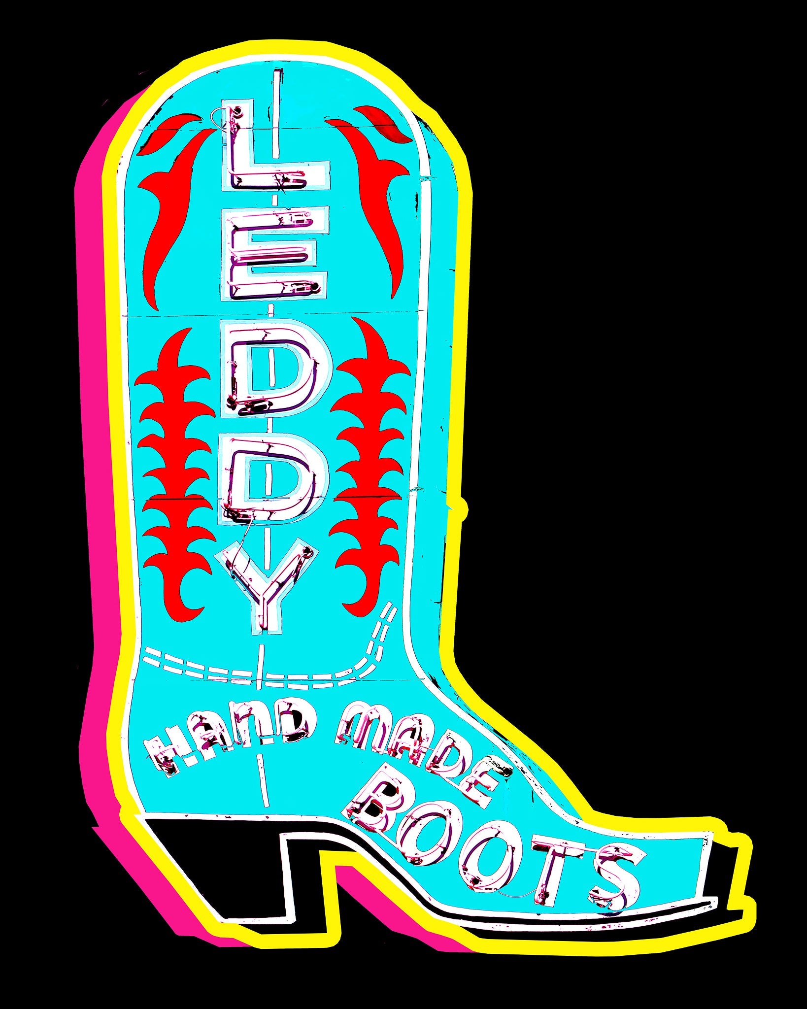 Fort Worth Art Prints — Leddy Boot Fort Worth Gift Minimalist Western Decor | Betsy Crum Art Crum Art