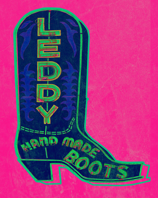 Fort Worth Art Prints — Leddy Boot Print Pop Art Blue and Pink Print | Crum Art
