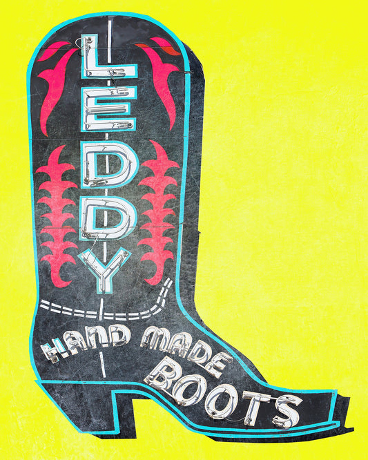 Fort Worth Art Prints — Leddy Boot Print in Yellow - Fort Worth’s Finest Pop Art and Decor | Betsy Crum Art