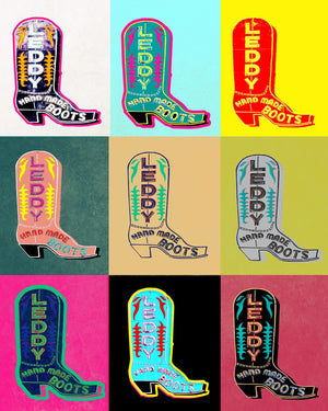 Fort Worth Art Prints — Leddy Boot in a Warhol Style Fort Worth Pop Art Print | Betsy Crum Art Crum Art