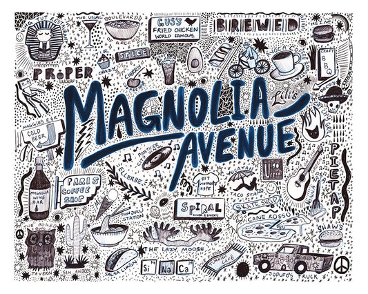 Fort Worth Art Prints — Magnolia Signs and Landmarks Pen Ink Icons | Caya Crum Art Crum Art