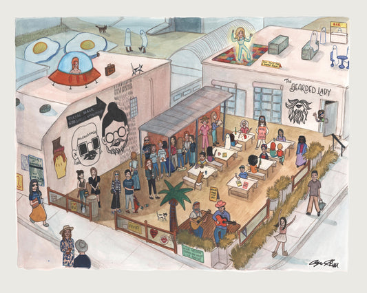 Fort Worth Art Prints — Near Southside Fort Worth Magnolia Bearded Lady Illustration and Print | Caya| Crum Art