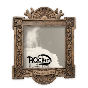 Rocket Sign Jacksboro Highway — Fort Worth art print by Betsy Crum in a square carved wood frame