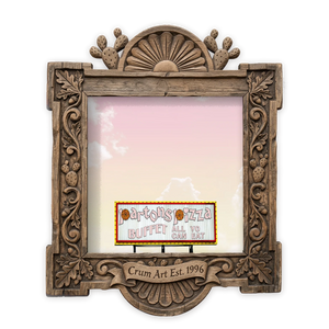 Partons Pizza — Fort Worth art print by Betsy Crum in a square carved wood frame