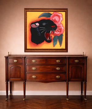 Black Panther Art Print - Fort Worth Sleepy Panther Painting by Caya Crum
