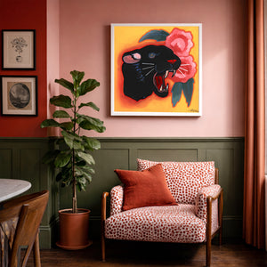 Black Panther Art Print - Fort Worth Sleepy Panther Painting by Caya Crum