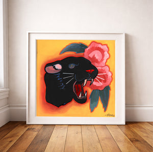 Black Panther Art Print - Fort Worth Sleepy Panther Painting by Caya Crum