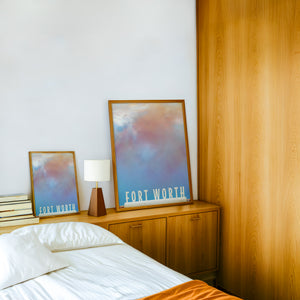 Water Gardens Close Up Fort Worth art print by Betsy Crum — framed in a wood-accent room