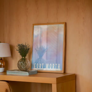 Water Gardens Close Up Fort Worth art print by Betsy Crum — framed in a wood-accent room