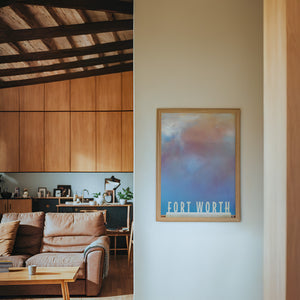 Water Gardens Close Up Fort Worth art print by Betsy Crum — framed in a wood-accent room