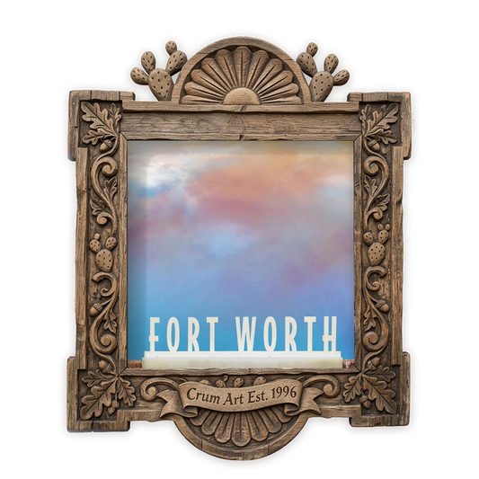 Water Gardens Big Sky — Fort Worth art print by Betsy Crum in a square carved wood frame