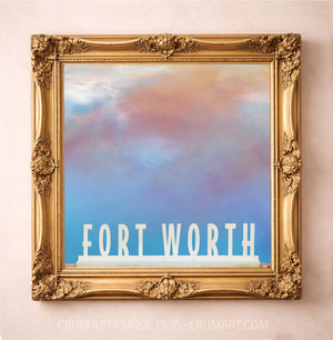Water Gardens Big Sky Print art print in a gold frame by Betsy Crum — square fort worth art from Crum Art, available at crumart.com. This museum quality print is made right here in Texas.