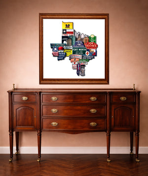 Fort Worth Art - Texas Shaped Art Print | Carl Crum