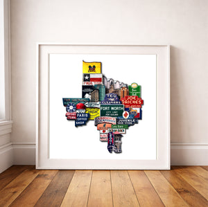 Fort Worth Art - Texas Shaped Art Print | Carl Crum