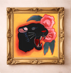 Fort Worth Decor Panther City Peony Art Print, by artist Caya Crum is an archival art print inspired by Fort Worth’s Panther City lore, the old legend of a panther asleep in the street, and the unexpected elegance of bold peonies, available at crumart.com. This museum quality print is made right here in Texas. 