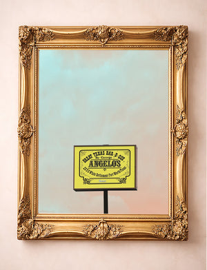 Angelo's BBQ White Settlement Fort Worth print by Betsy Crum in a gold frame