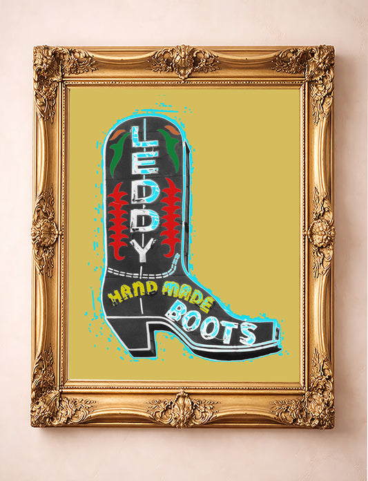 Fort Worth Art Prints — Leddy Boot Print Pop Art Ochre | Betsy Crum Art