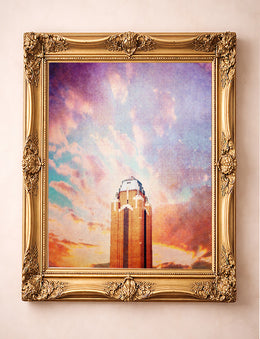 Will Rogers Tower Fort Worth print by Betsy Crum in a gold frame