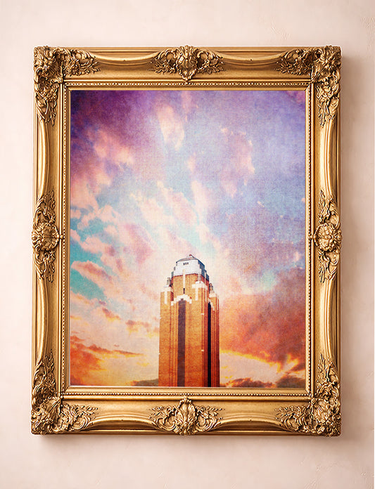 Fort Worth Art Prints —Will Rogers Tower Print with Big Texas Sky | Betsy Crum Art
