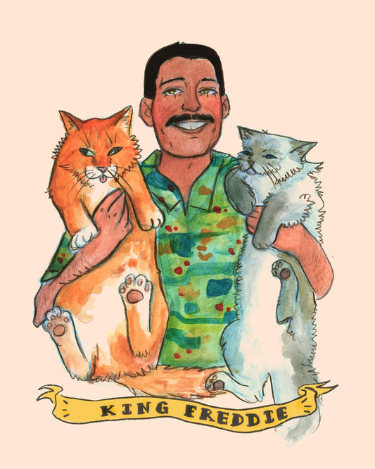 Freddie Mercury and His Cats Fan Art | Caya Crum Crum Art