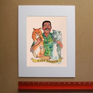 Freddie Mercury Art Print and His Cats Fan Art | Caya Crum