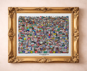 Signs & Landmarks New Fort Worth art print by Carl Crum — in a gold frame