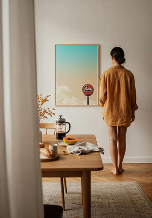 Old School Icons Fort Worth art print by Betsy Crum — framed with velvet mat