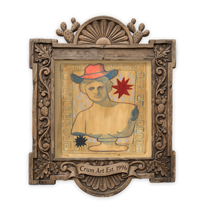 Cowboy Bust Sketchbook — Greco Roman art print by Caya Crum in a square carved wood frame