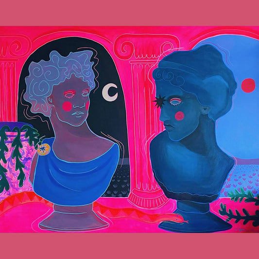 Greco Roman Busts Print | Greco Roman Art | Pink Decor | tCrum Art Crum Art