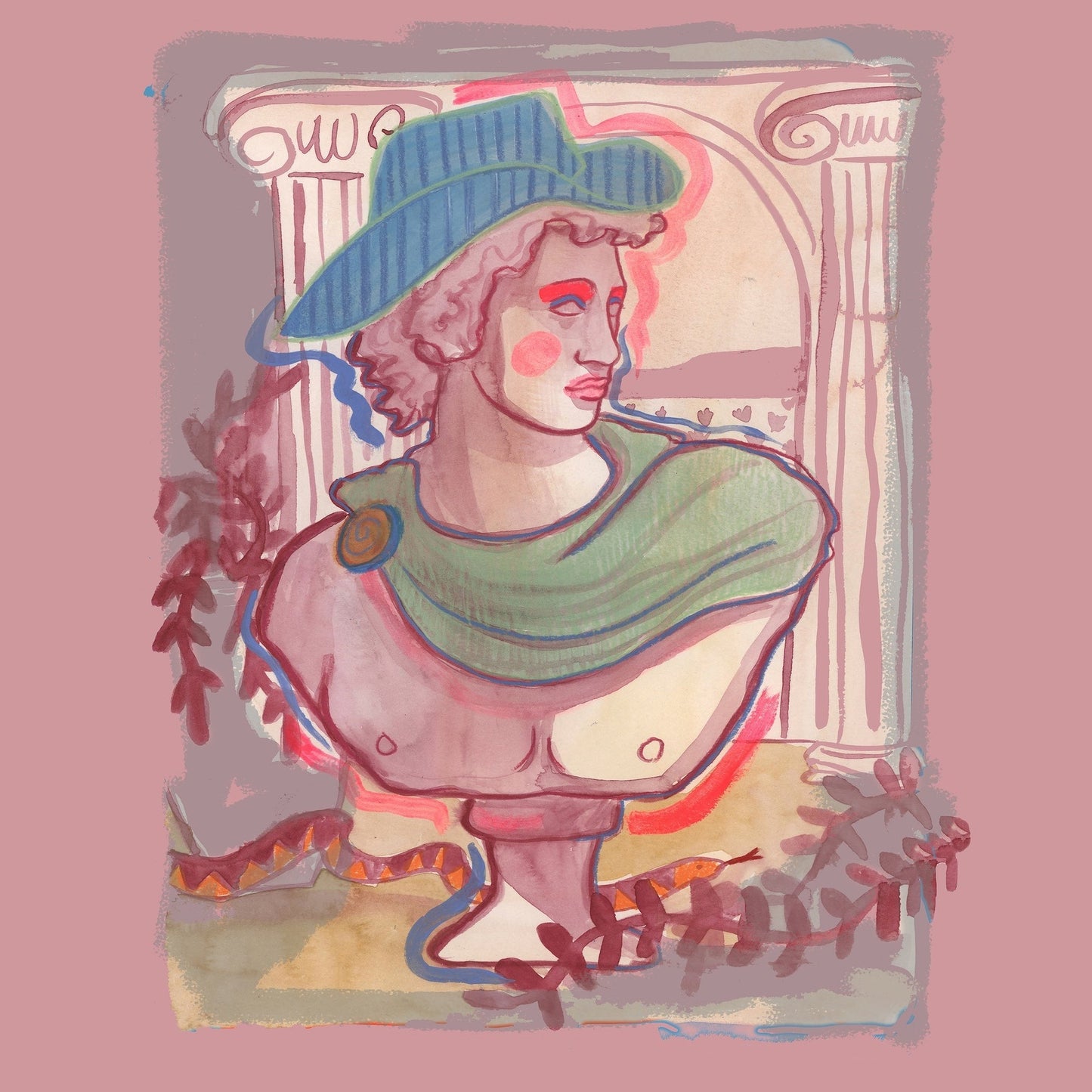 Greco Roman Cowboy Bust Print | Neoclassical Decor | Caya Crum Crum Art