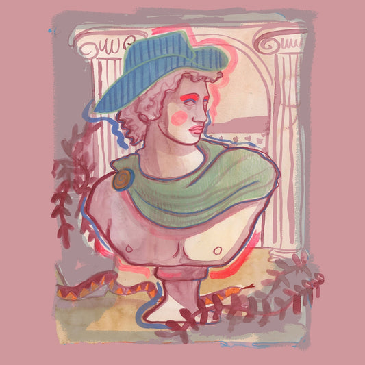 Greco Roman Cowboy Bust Print | Neoclassical Decor | Caya Crum Crum Art