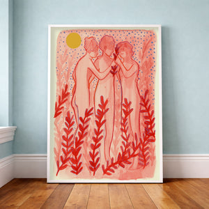 Greco Roman Art Print - Classical Maidens Dancing by Caya Crum