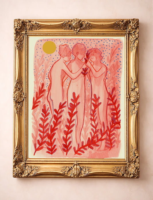 Greco Roman Art Print - Classical Maidens Dancing by Caya Crum