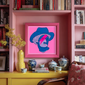 Pop Art Pink Print - Greco Roman Bust in Cowboy Hat Print | Caya Crum