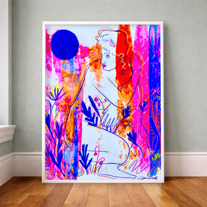 Greco-Roman Pop Art Print - Colorful Bathing Goddess | Caya Crum
