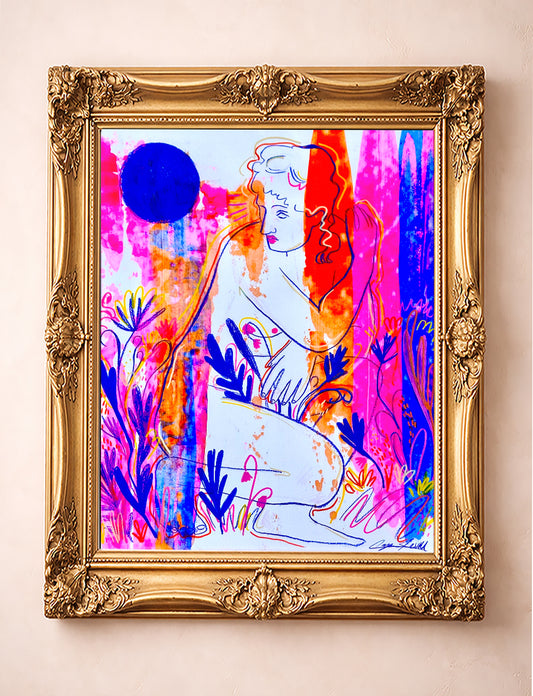 Greco-Roman Pop Art Print - Colorful Bathing Goddess | Caya Crum