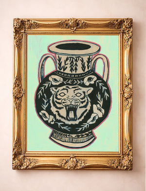 Tiger Amphora Fine Art Print - Mint Green