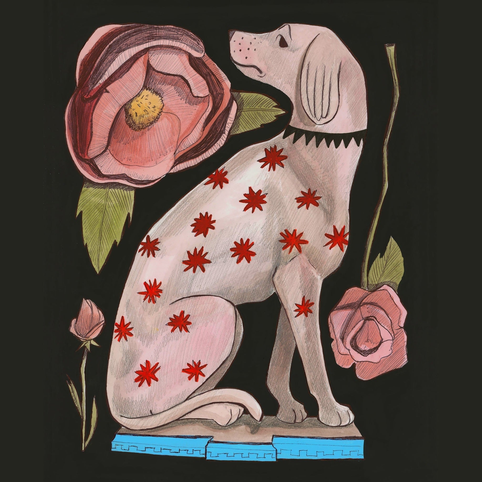 Greyhound Dog Decor - Circus Art Print Roses Wall Art | Caya Crum Art Crum Art