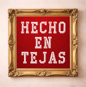 Made in Mexico Print art print in a gold frame by Betsy Crum — square Topo Chico art from Crum Art, available at crumart.com. This museum quality print is made right here in Texas.