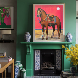 Horse Art Print – Bay Horse Pink Sky Western Wall Art | Caya Crum