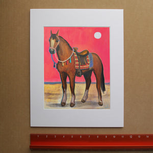 Horse Art Print – Bay Horse Pink Sky Western Wall Art | Caya Crum