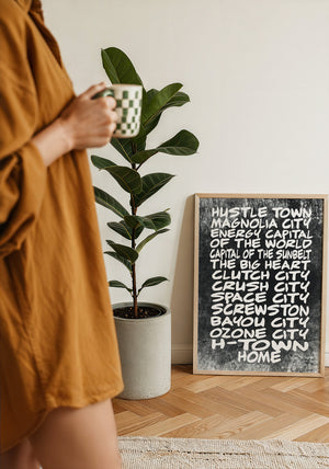 Houston Nicknames Houston art print by Betsy Crum — framed with velvet mat