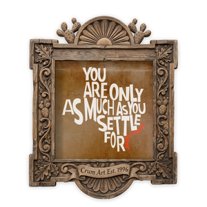 Music Wall Art | Janis Joplin Settle Quote | Betsy Crum — Brown — art print in a carved wood frame, Crum Art