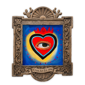 Lover's Eye Sacred Heart — heart art print by Caya Crum in a square carved wood frame