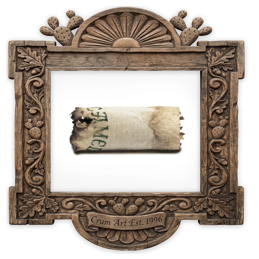 Mildred's Last Cigarette — still life art print by Betsy Crum in a horizontal carved wood frame