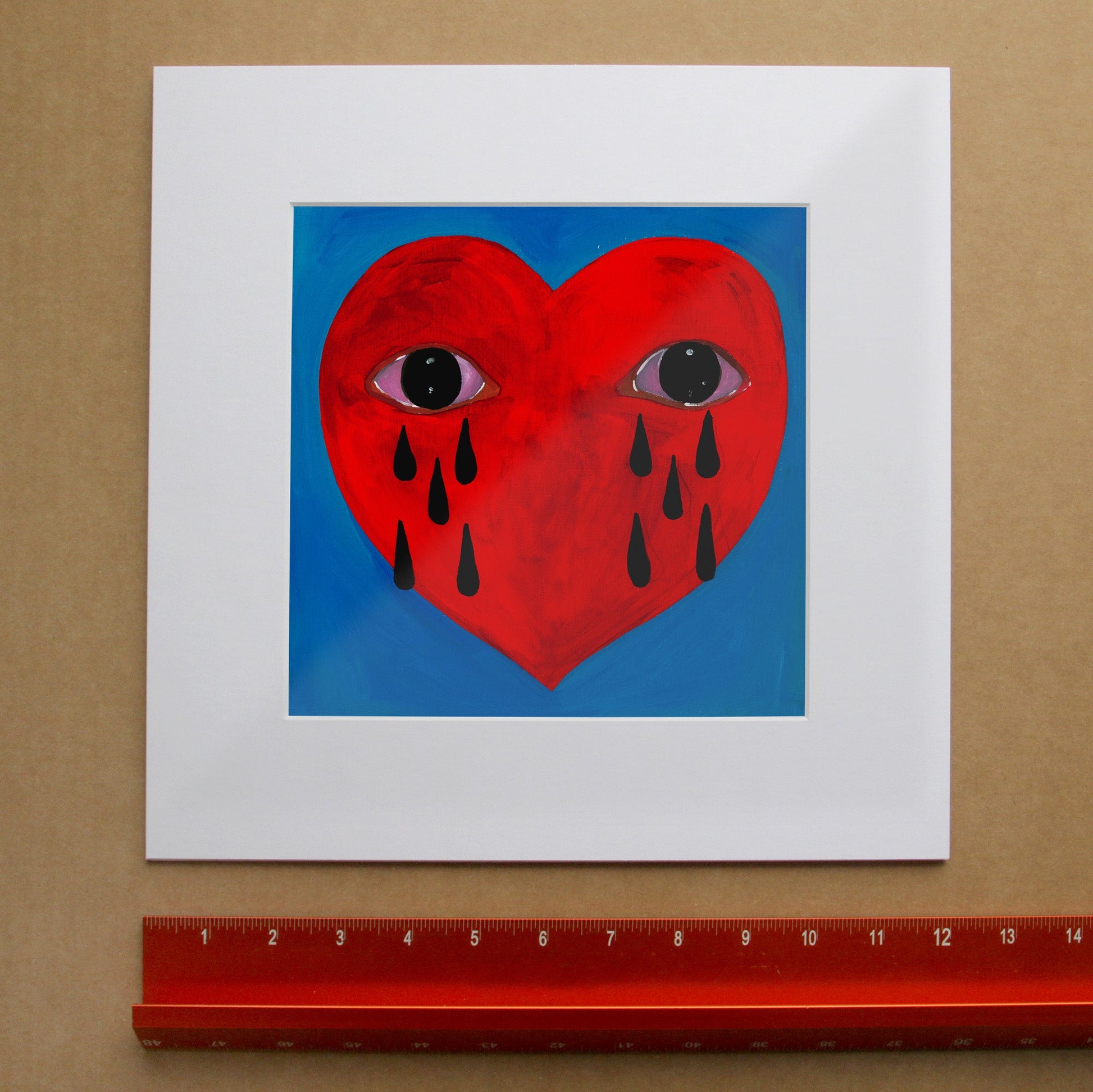 Magic Heart Art Print by Caya Crum, inspired by tarot-inspired symbolism, intuitive art, devotional imagery, and a vivid crying heart that brings mystical energy and bold color to a gallery wall, available at crumart.com. This museum quality print is made right here in Texas.