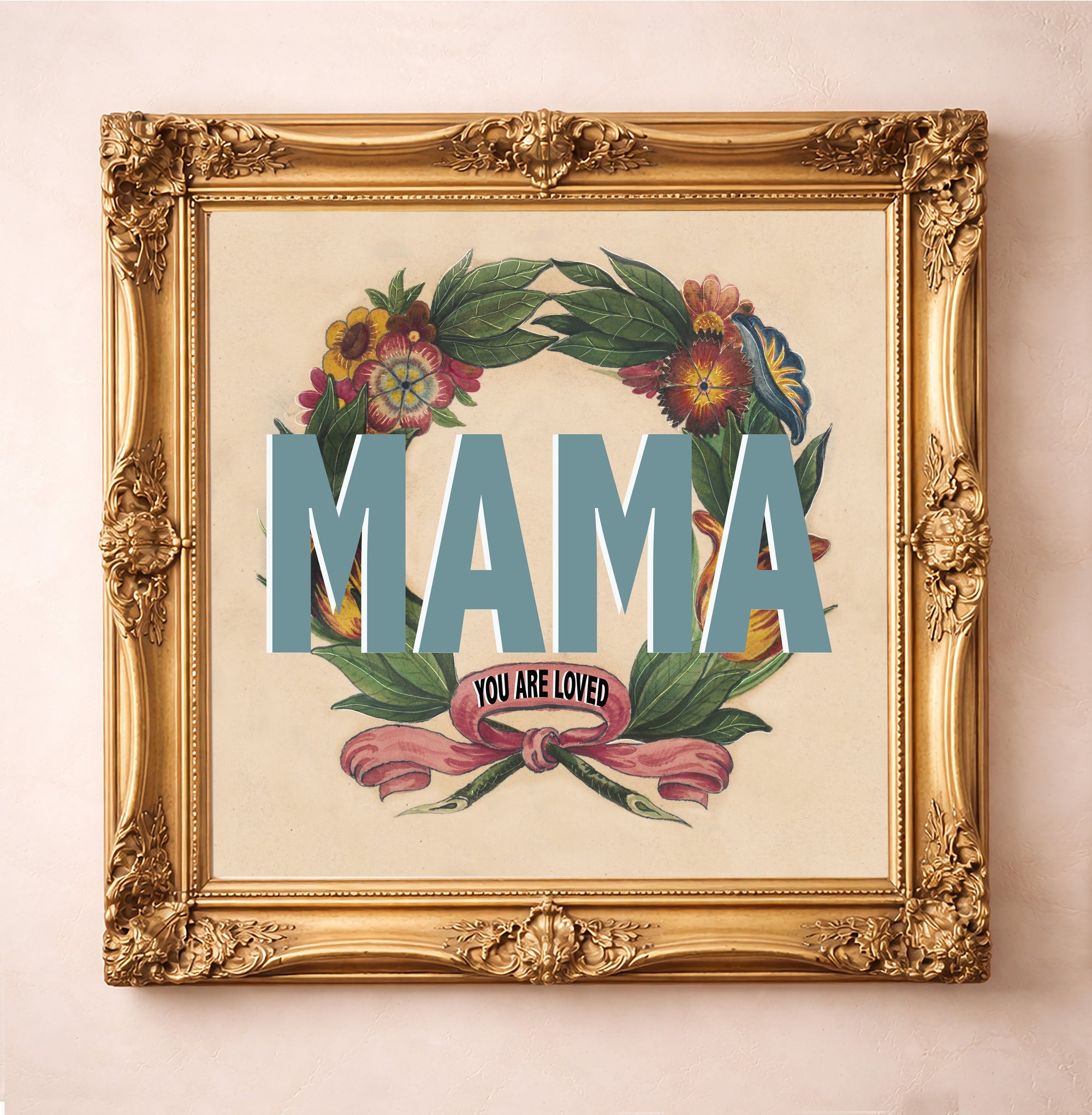 Mama A Mother's Day Gift Floral Wall Art by Fort Worth Artist Betsy Crum.  Made in Texas. 